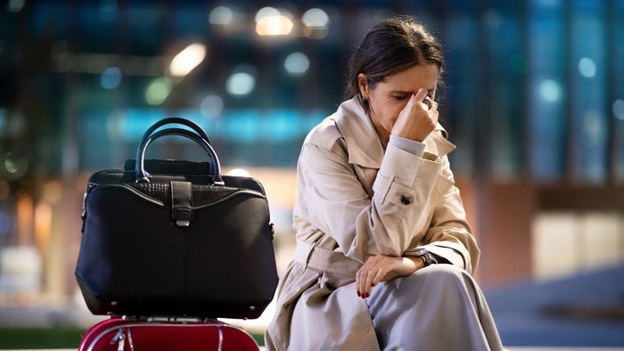 women upset at airport
