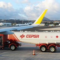 Aircraft being refuelled by fuel truck at Spanish airport amid flight supply concerns