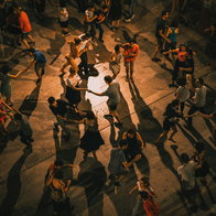 A crowd dancing.