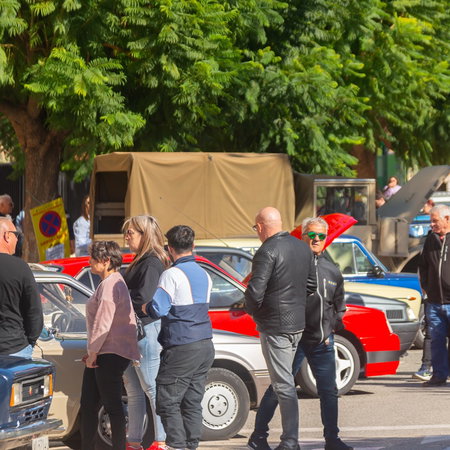 Guardia Civil traffic officer beside a car during a roadside speed control in Spain