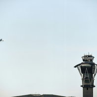 An air traffic control tower.