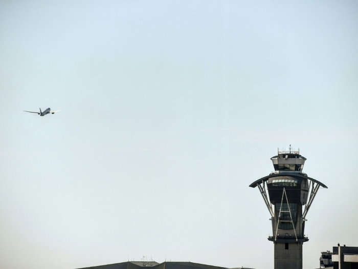 An air traffic control tower.