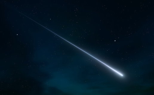 Bright fireball streaking across the night sky above Europe