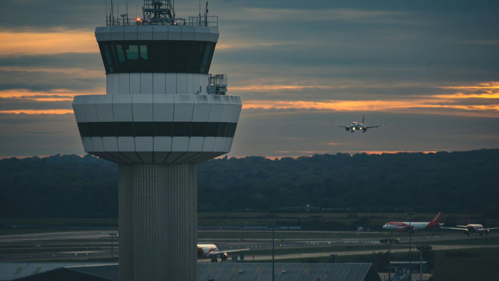 An air traffic control tower.
