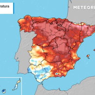 Temperature anomaly map showing sharp heat increase across Spain