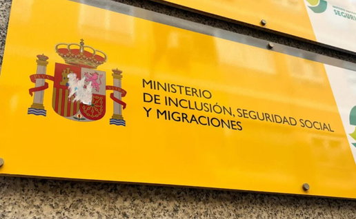 Sign of Spain’s Ministry of Inclusion, Social Security and Migration on a government building