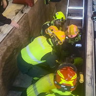 Firefighters rescuing injured worker from industrial pit in San Vicente del Raspeig factory