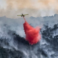 Firefighters working to extinguish forest fire in Tibi Alicante woodland area