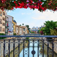 Farmers using modern irrigation systems in agricultural fields in Orihuela