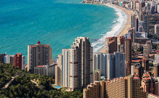 Benidorm skyline in Spain known from ITV series Benidorm