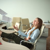 Woman in the office at the end of the work week