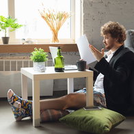 Man working from home in his underpants