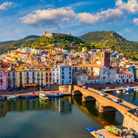 Aerial view of the beautiful village in Sardinia