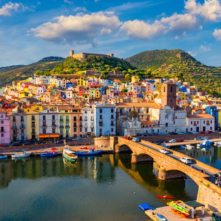 Aerial view of the beautiful village in Sardinia