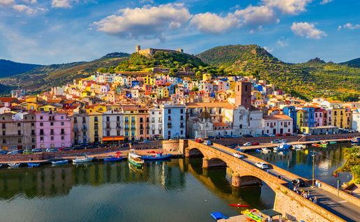 Aerial view of the beautiful village in Sardinia