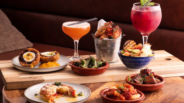 Selection of tapas and cocktails.