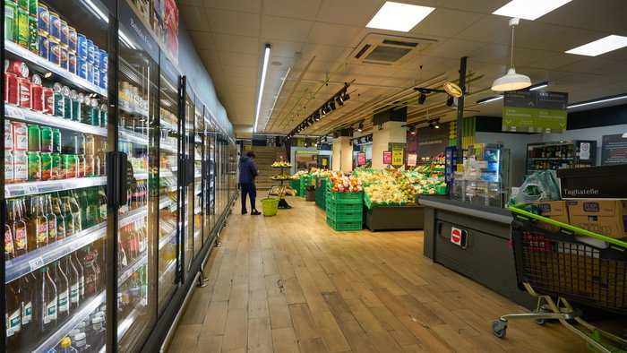 A supermarket open at night