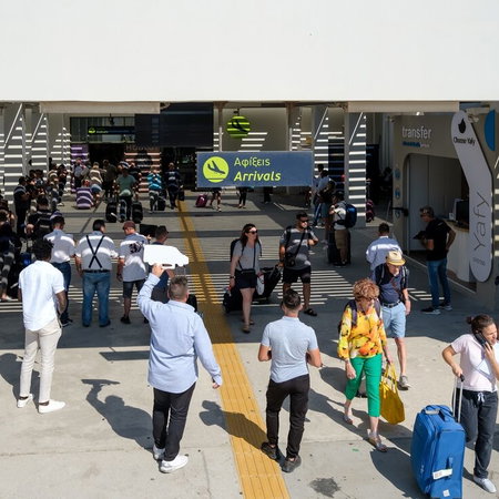 Arrivals in Santorini airport.