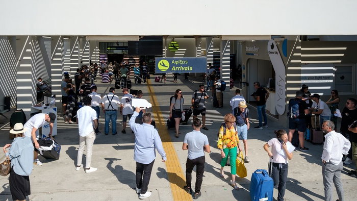 Arrivals in Santorini airport.