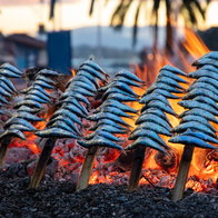 "Espetos" flame-grilled sardines in La Cala this weekend.