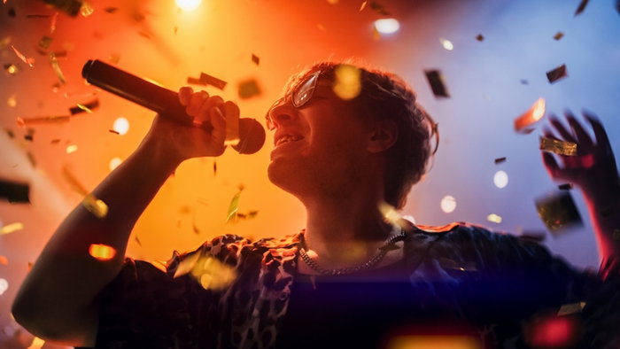 Portrait of a Lead Singer Performing