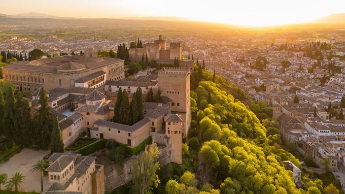 View of Granada city with the Alhambra palace