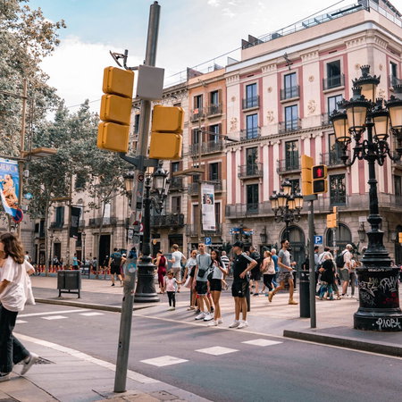 A street in Barcelona with tourists