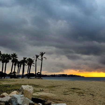 Dark clouds on the horizon in Cambrills, Taragona.