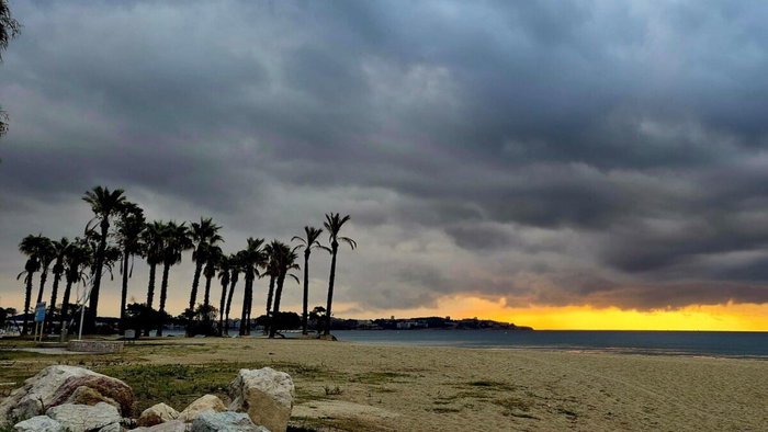 Dark clouds on the horizon in Cambrills, Taragona.