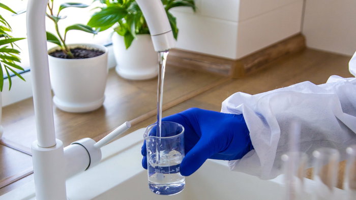 Water sampling being done on tap water.