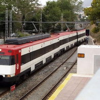 Commuter train stops in Benalmadena.