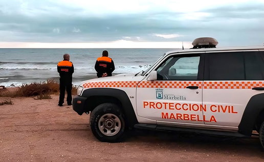 Civil Protection unit guarding over the Marbella coastline.