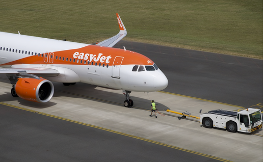 EasyJet plane at Southend Airport.