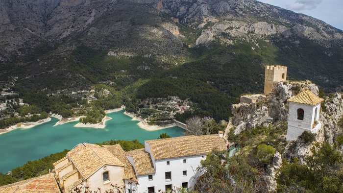 A bird's eye view of the reservoir of Guadalest.