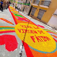 Sawdust carpet in Tijola for the Feast of Our Lady of Fatima.