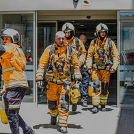 Firefighters leaving Torrevieja hospital.