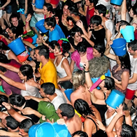 Spain's biggest water fight in Lanjaron. Carrera del Agua