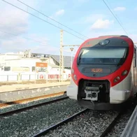 Commuter train stopped at Cartama station.