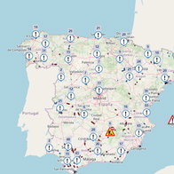 DGT live traffic map showing road restrictions, incidents and alerts across Spain.