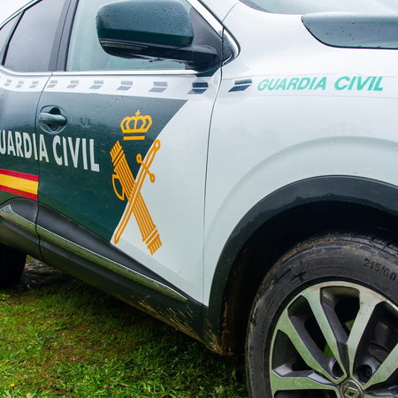 Guardia Civil patrol vehicle in Spain as authorities warn about growing disinformation campaigns targeting security forces.