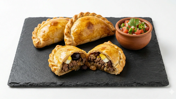 A tasty meat, egg and olive empanada at Müna Kümey.