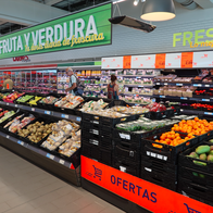 A fruit and vegetable section in a supermarket in Spain