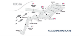 Map of how an Almadraba net 