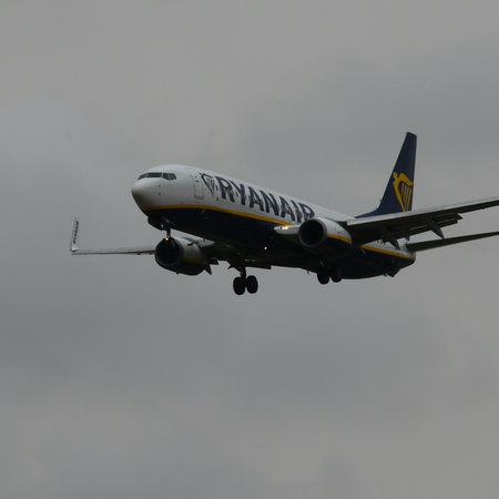 A Ryanair flight in the air