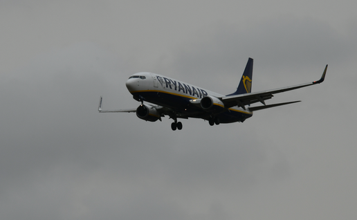 A Ryanair flight in the air