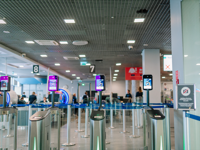 Biometric check at an airport