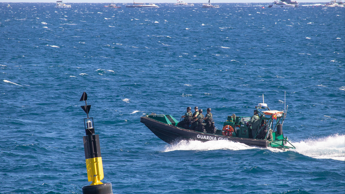 Spanish police officers in a speed boat