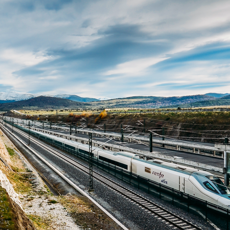 A high speed train on the track in Spain