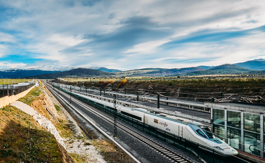 A high speed train on the track in Spain