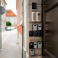Security key holders on th wall of an apartment building in Spain